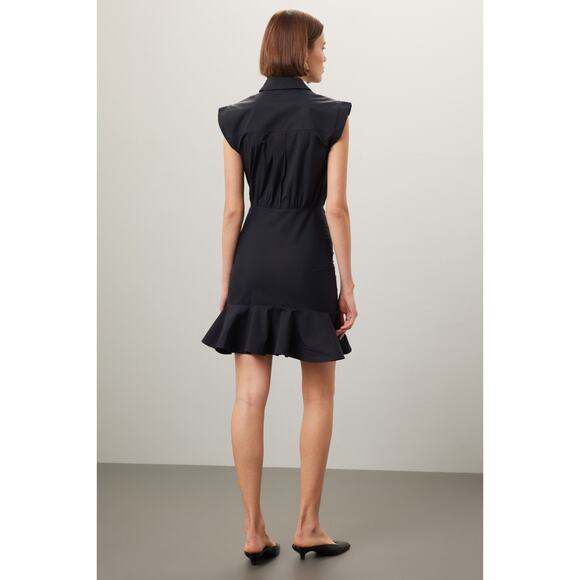 Veronica Beard Black Ruched Shirt Dress - Picture 2 of 4
